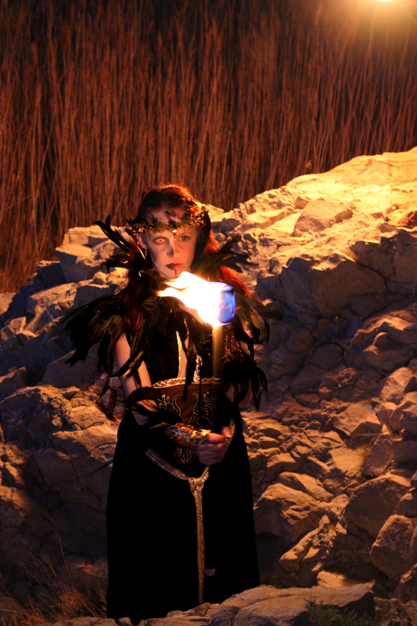 Close portrait of fire queen character